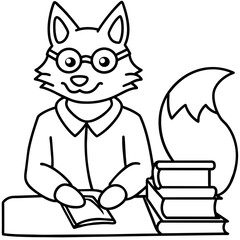 Crafting an Epic Logotype: Fox with Glasses & Tail | Study, Read Notepad, Books, Money