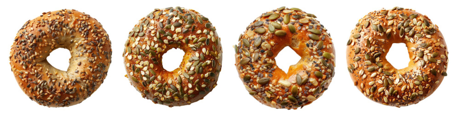 Bagel Top View Isolated On Transparent Or White Background