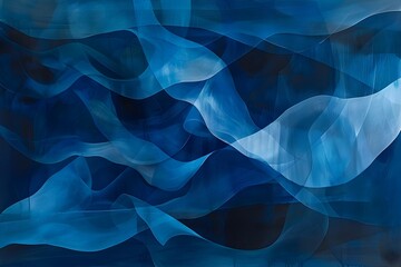 Obraz premium Ebb and Flow of Organic Forms: A Minimalist Abstraction in Deep Indigo and Blue Hues
