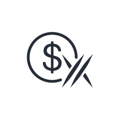 Coin and barbed wire. Hard to get money. Vector linear icon isolated on white background.