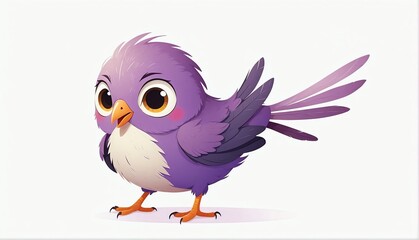 cute purple bird on plain white background from Generative AI