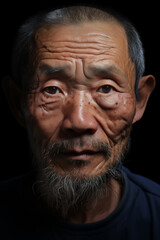 a man with wrinkles on his face