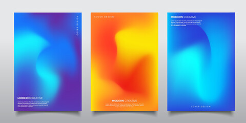 Set of modern fluid shapes gradient cover business template design, modern colorful fluid liquid background,