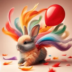 Rainbow colored baby rabbit