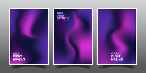 Set of abstract modern gradient blurred cover backgrond,modern purple gadient mesh background