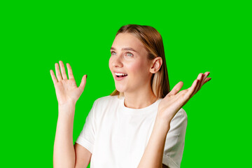 Young Woman in White T-shirt Making a Surprised Face
