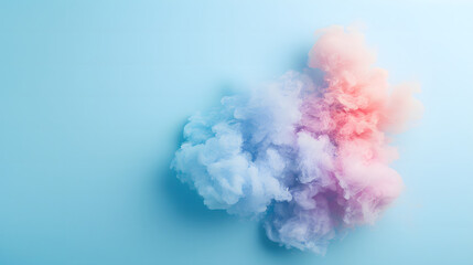 Fototapeta premium pink and blue smoke effect on a light blue background with copy space