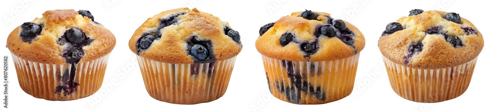 Canvas Prints blueberry muffin isolated on transparent background. png set