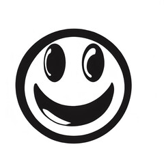 Fototapeta premium sketchy smiling black emoticon on a white background, generated by Ai