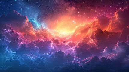 Pastel Night Sky Wonderland: Stars and Clouds