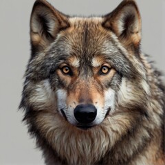Obraz premium a wolf with a black nose and a brown eye that says quot wolf quot