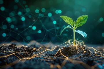 A glowing plant growing out of a circuit board.