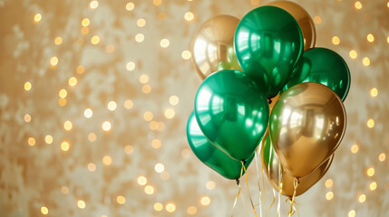 Green and Gold Balloons in a Bunch