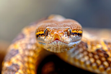 Fototapeta premium Snake looking at camera, reptiles animal closeup