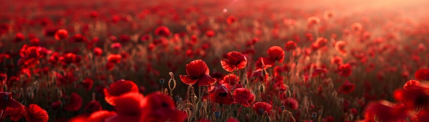 Obraz premium A Red Poppies A Poignant Symbol of remembrance and memorial day, Remembrance and Sacrifice on Anzac Day