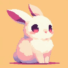 Cute Rabbit Rendered in Colorful Pixel Art Style Generative AI