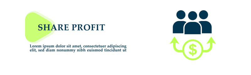 Share profit icon for background presentation, infographics, promotion or web banner graphics.