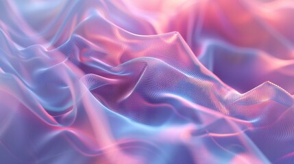 Obraz premium Ethereal Harmony: Soft, calming hues blend seamlessly with neon geomatic lines, enveloping tranquil 3D waves in an aura of serenity.