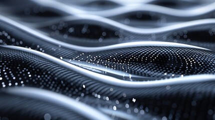 Galactic Serenity: Within the galactic expanse, tranquil 3D waves ebb and flow, shimmering with silver.