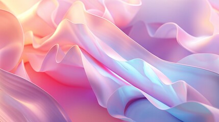 Gentle pastel shades mingle with vibrant neon, casting a soothing glow over the intricate dance of 3D waves and geomatic lines.