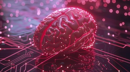Human brain communication through a circuit board and artificial intelligence - obrazy, fototapety, plakaty