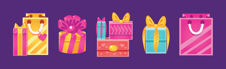 Gift Box and Package as Shopping and Purchase Vector Set
