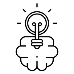 Lightbulb icon on light background. Idea symbol. Electric lamp, light, innovation, solution, creative thinking, electricity