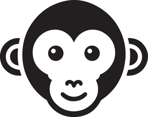 Silhouette of monkey face vector icon illustration.