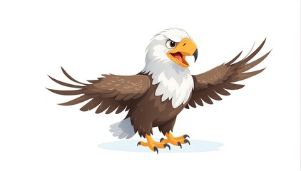 cute eagle on plain white background from Generative AI