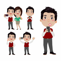 Fototapeta premium Young people using smart phones