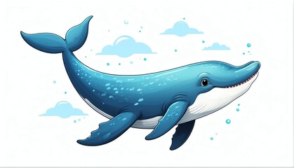 cute whale on plain white background from Generative AI