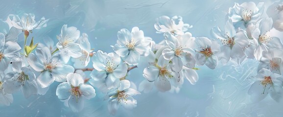 White Cherry Blossoms Against A Light Blue Sky Evoke A Sense Of Purity And Serenity, With Delicate Blooms Symbolizing The Beauty Of Nature'S Renewal, Background HD For Designer 
