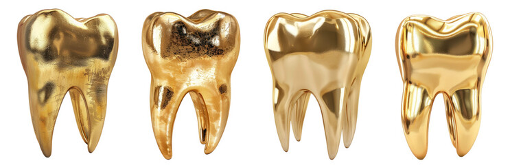 Gold tooth, PNG set, collection, transparent background