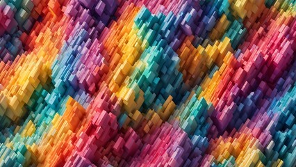Lgbtiq Rainbow Colored Voxel Texture Resembling A Powder Explosion. Generative AI