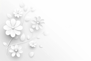 Sophisticated White 3D Floral Leaves Against White - Modern Art, Simplicity in Design, Wedding Themes