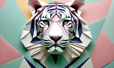 Fantasy Illustration of a wild animal white tiger. Digital art style wallpaper background.