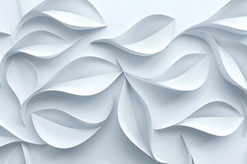 Sophisticated White 3D Floral Leaves Against White - Modern Art, Simplicity in Design, Wedding Themes
