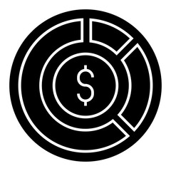 Pie chart financial performance icon. 