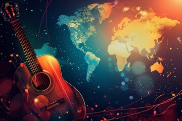 Guitar and World Map