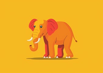 Obraz premium Cheerful Cartoon Elephant on Vibrant Yellow Background Illustration