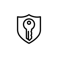 Key padlock security shield concept icon line art vector template