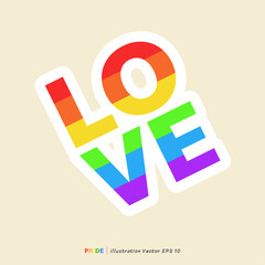 Love stickers, LGBT flat style symbols with pride flags, gender signs, rainbow,LGBTQ pride community Symbols, Vector set of LGBTQ, Vector illustration EPS 10