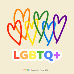 Heart with lgbtq+ stickers, LGBT flat style symbols with pride flags, gender signs, rainbow,LGBTQ pride community Symbols, Vector set of LGBTQ, Vector illustration EPS 10