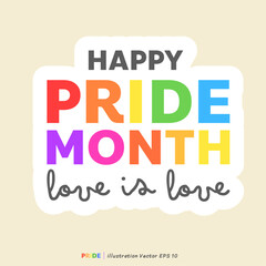 Obraz premium Pride month stickers, LGBT flat style symbols with pride flags, gender signs, retro rainbow, LGBT pride community Symbols, Vector set of LGBTQ, Vector illustration EPS 10