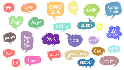 Set of hand drawn speech bubbles Coloring Vector isolated on white background, Vector illustration EPS 10