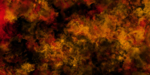 Obraz premium Red and yellow scratched horror scary background, red background for wallpaper, weeding card, and design. Beautiful blurry and luxury dark red grunge watercolor background. 