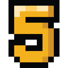 Fototapeta premium Pixel art cartoon number five icon