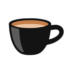 Black coffee cup isolated on white or transparent background, vector illustration