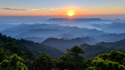 Sunset over the mountains 