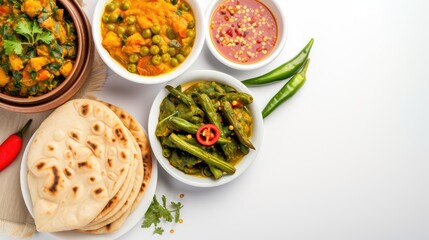 Fototapeta premium Closeup view of Mouth-watering Indian Dish, Drumstick Curry Served with Flat Bread, Ready to Be Enjoyed,